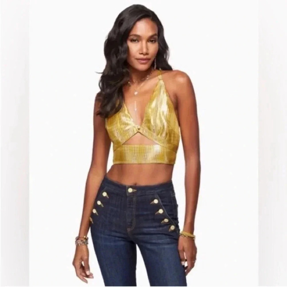Ramy Brook Adriana metallic halter crop top - Picture 1 of 10